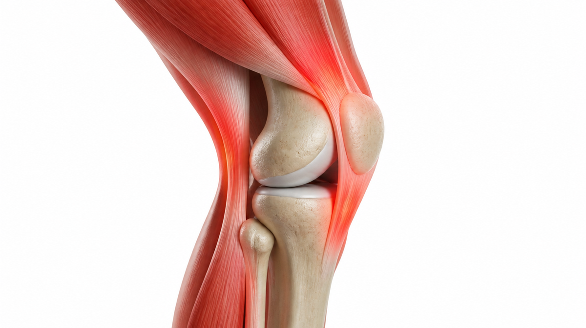 Illustration of the muscles and tendons around the knee